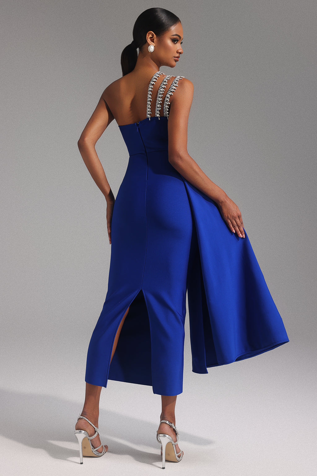 Rochie midi albastru regal elegantă Aurelia