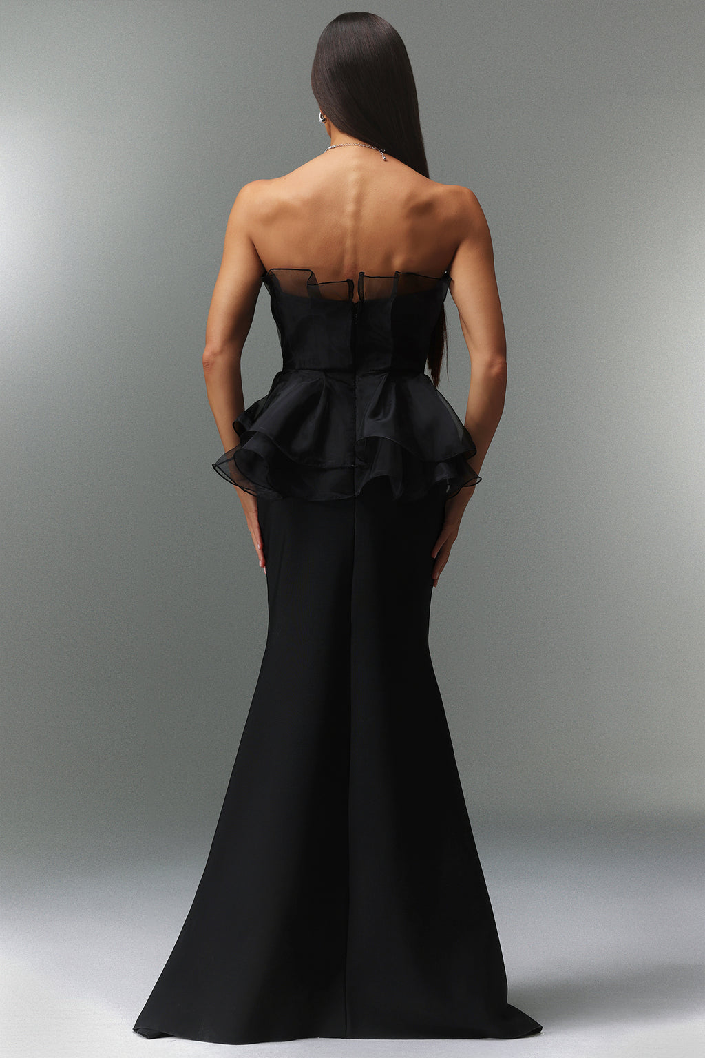 Rochie lungă neagră de seară elegantă Seraphina