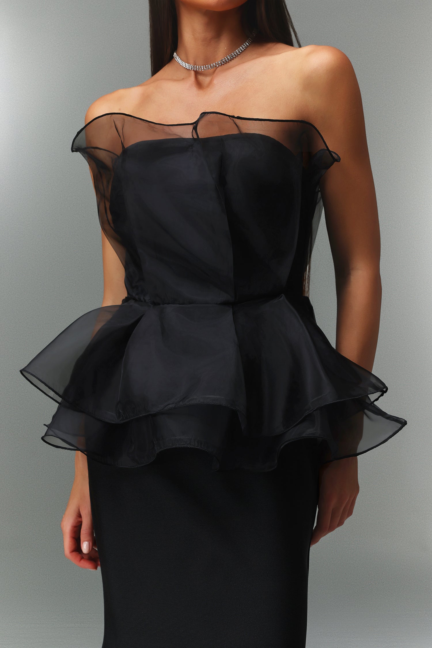 Rochie lungă neagră de seară elegantă Seraphina