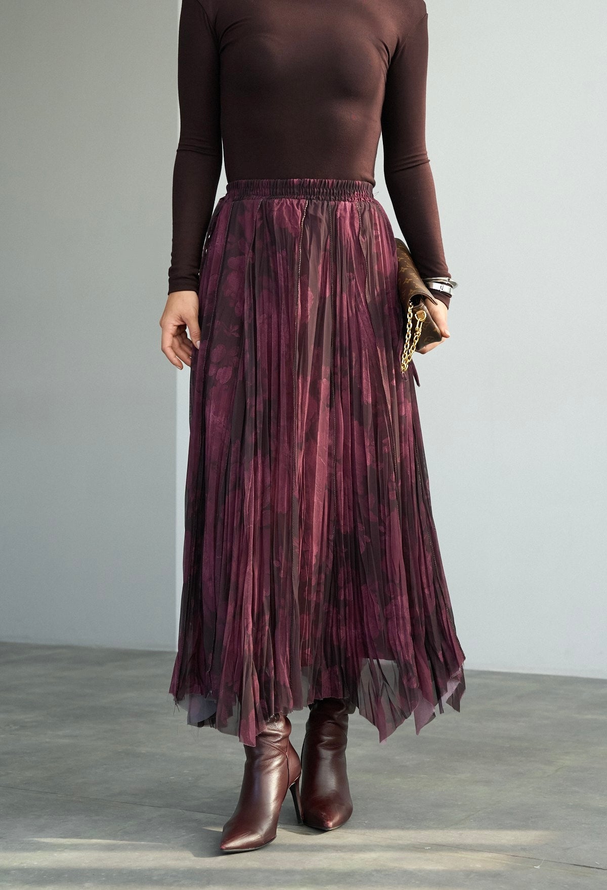 Fustă plisată Burgundy Muse