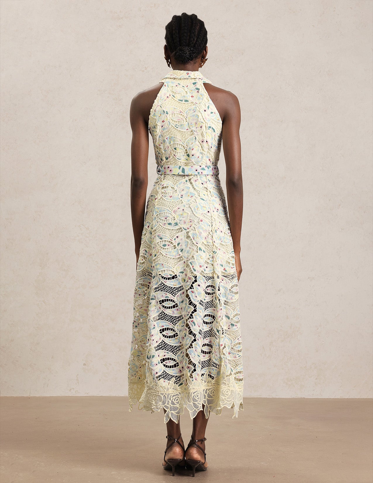 Rochie midi crem accente multicolore Gardenia