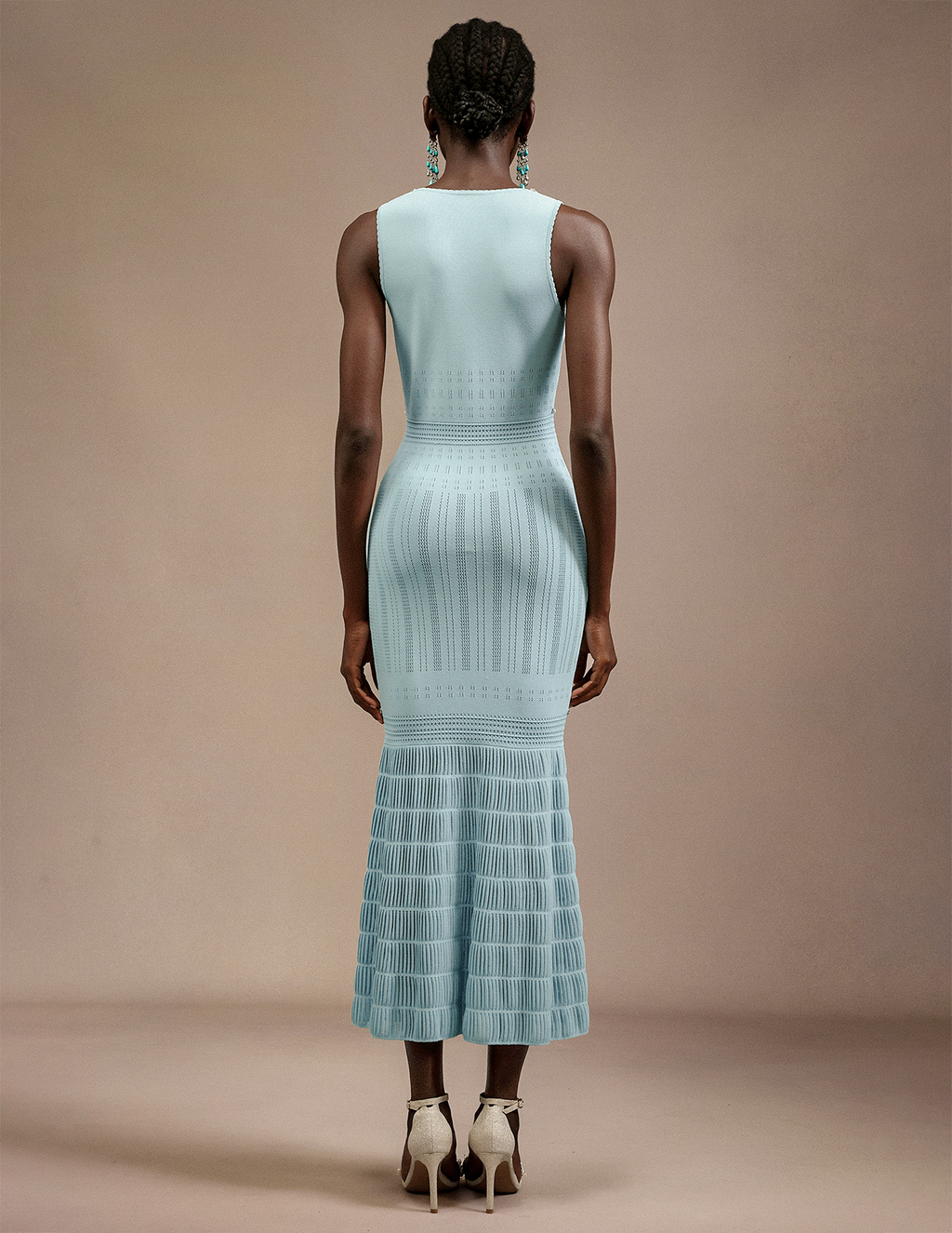 Rochie midi albastru deschis tricotată Lilya