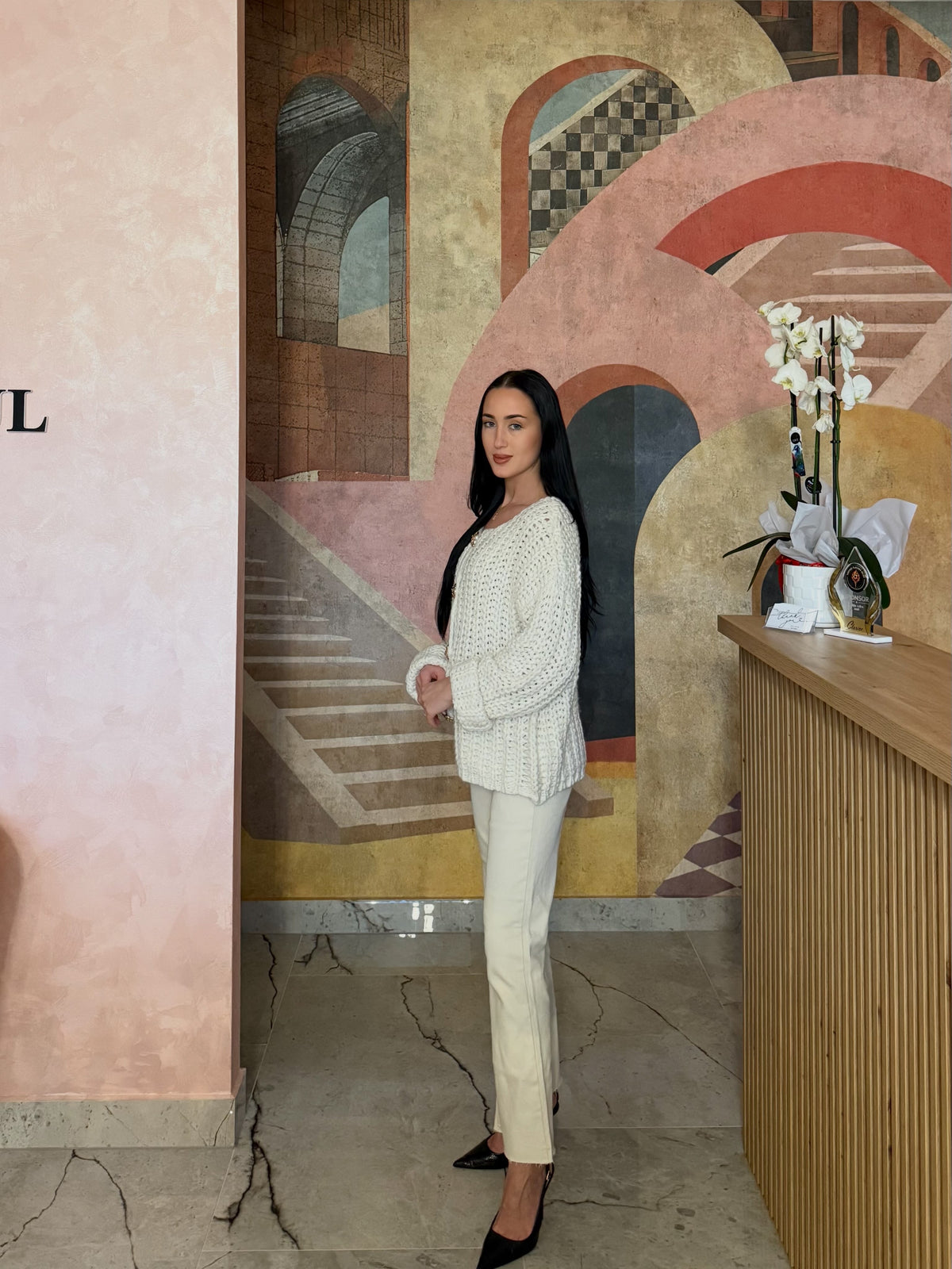 Blugi Sienna croi drept cu talie înaltă și evazați