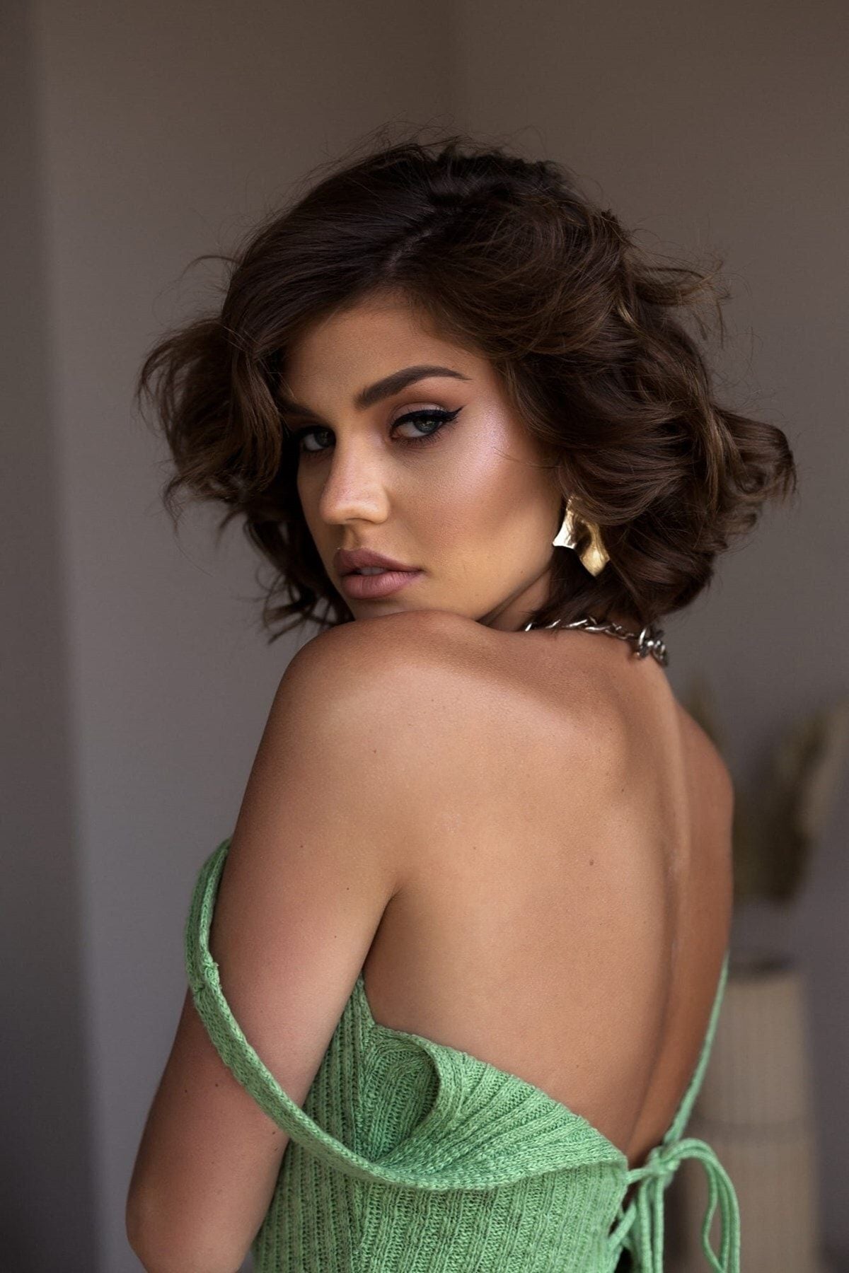 Rochie midi tricot verde Emerald Flow