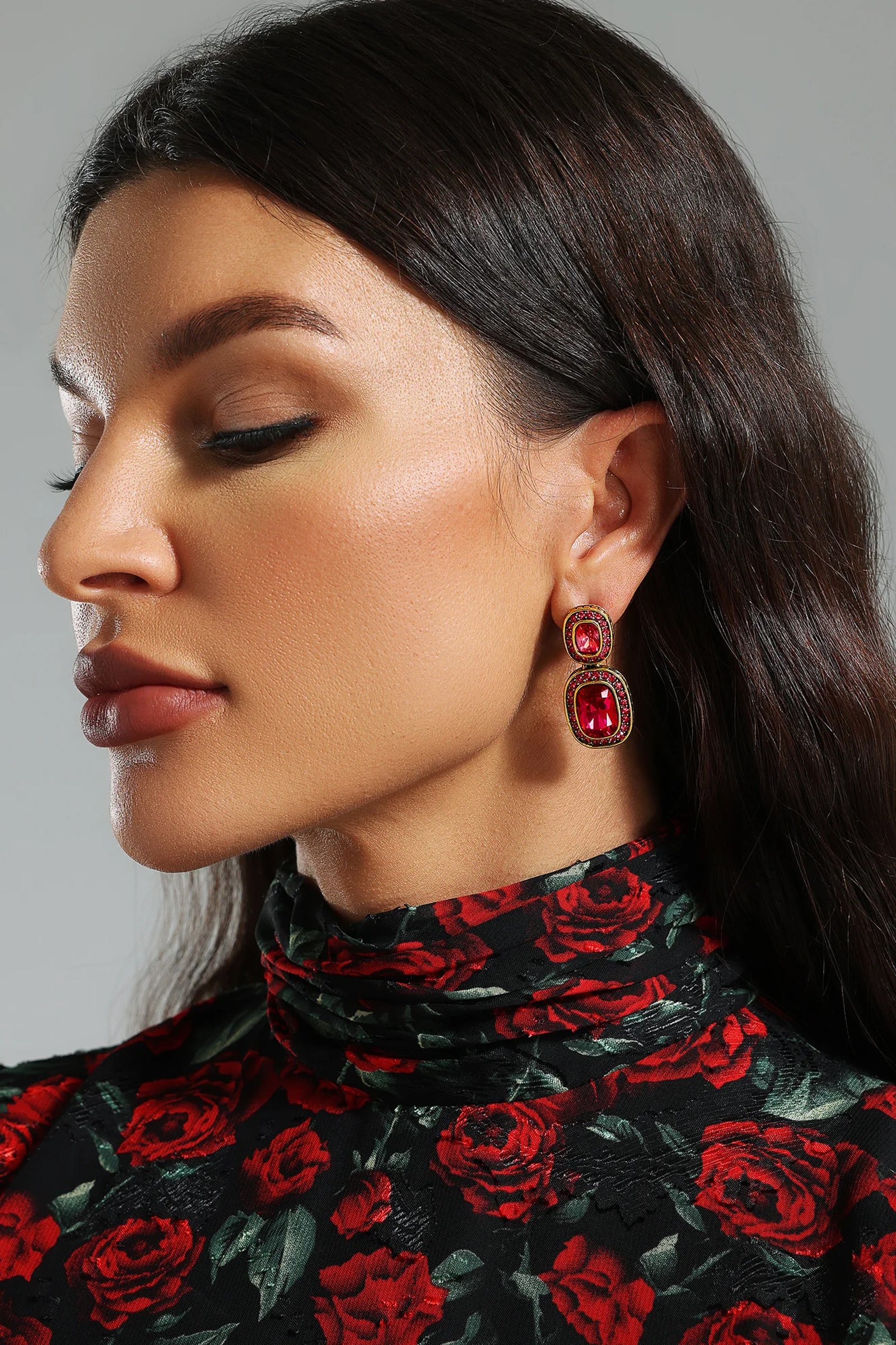 Sarna Vintage Diamante Earrings (1)