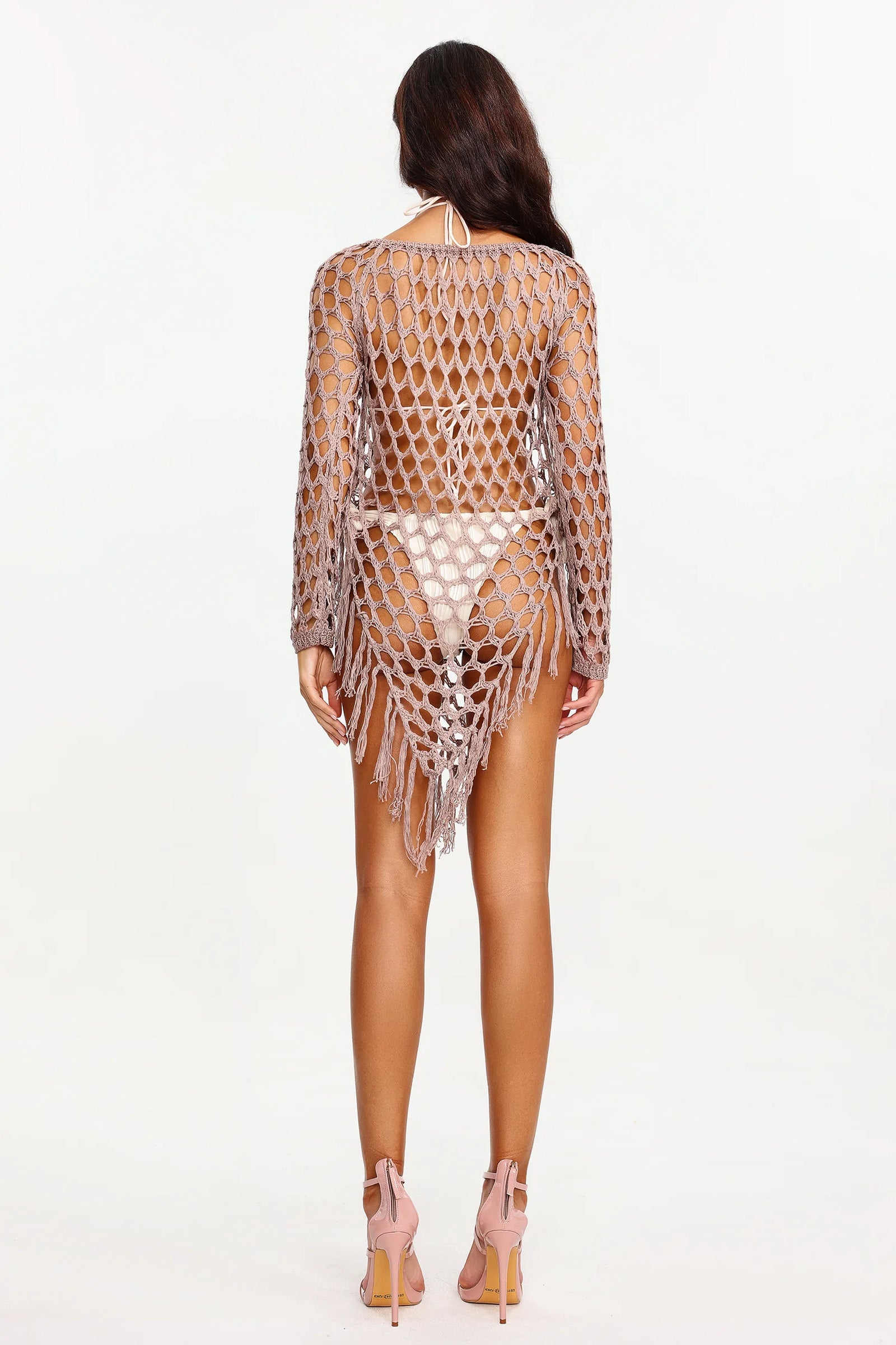 Jensen Knitted Fringe Beach Cover (1)