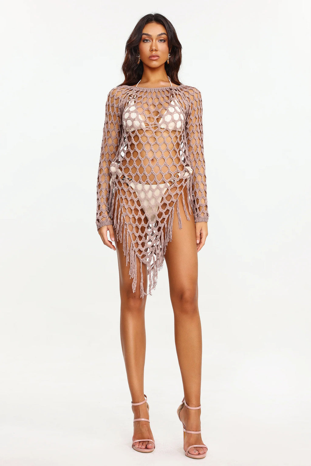 Jensen Knitted Fringe Beach Cover (2)