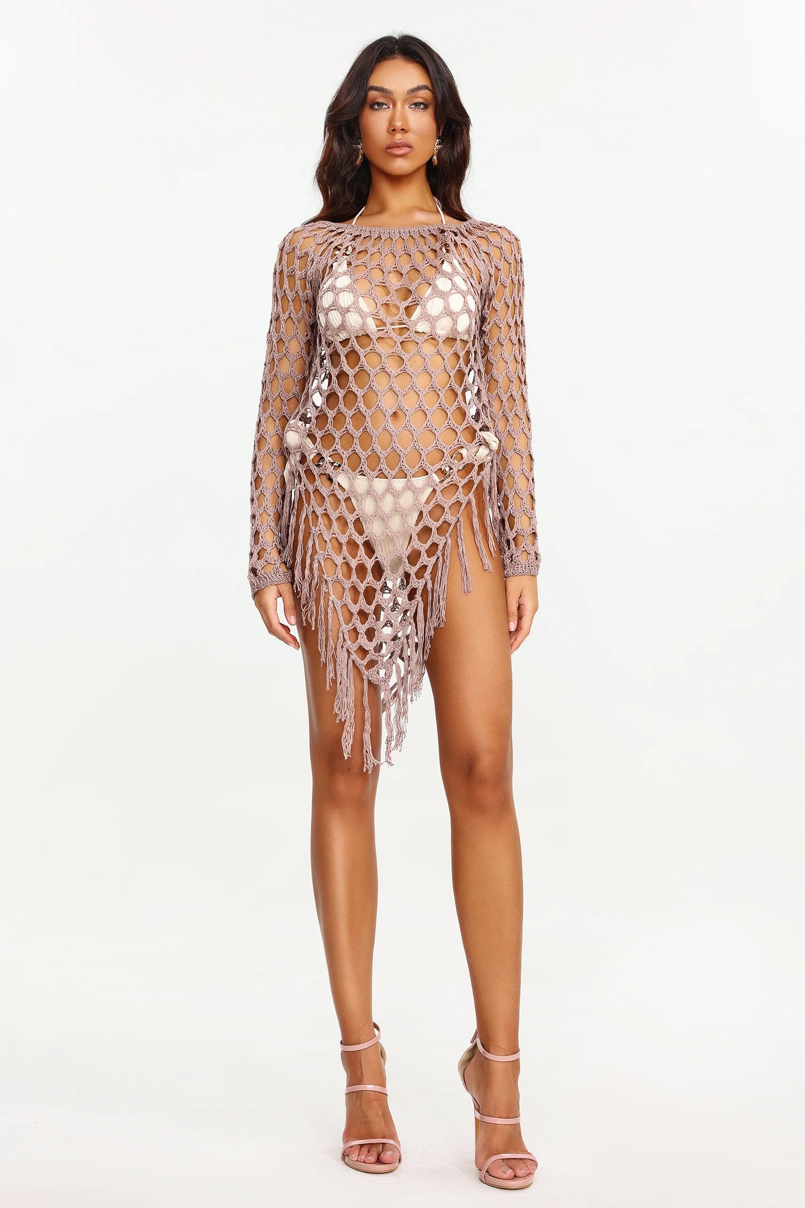 Jensen Knitted Fringe Beach Cover (2)