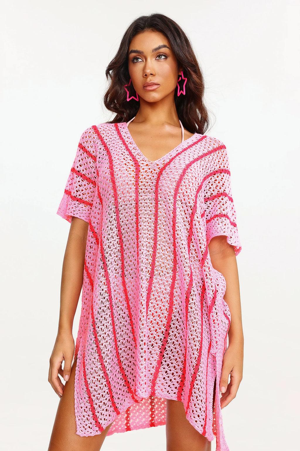 Dizzt Knitted Striped Beach Cover (3)