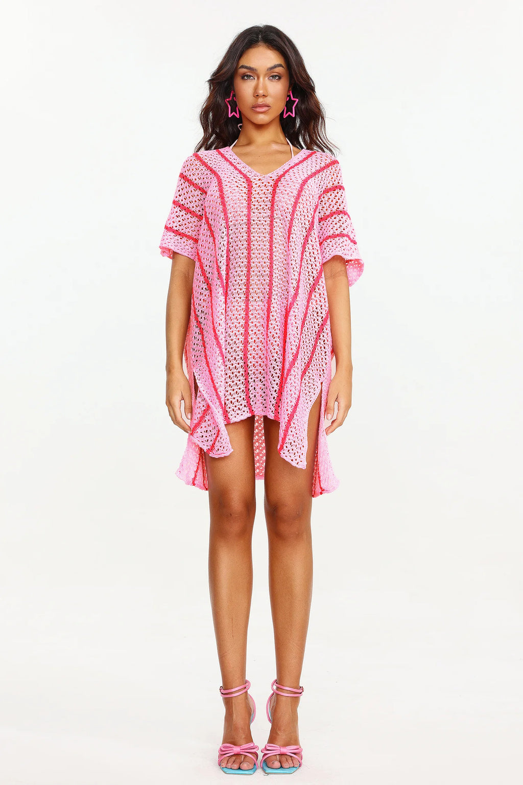 Dizzt Knitted Striped Beach Cover (2)