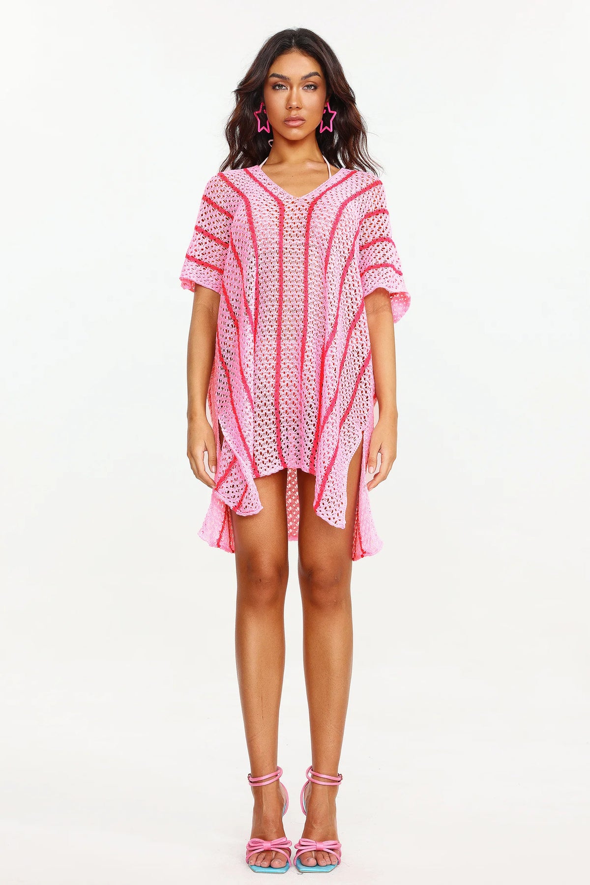 Dizzt Knitted Striped Beach Cover (2)