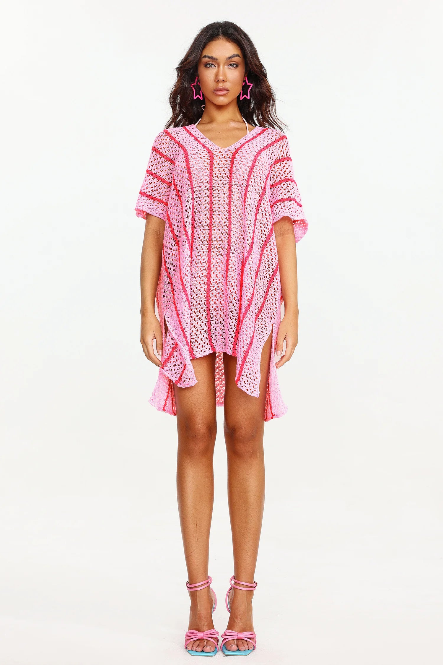 Dizzt Knitted Striped Beach Cover (2)