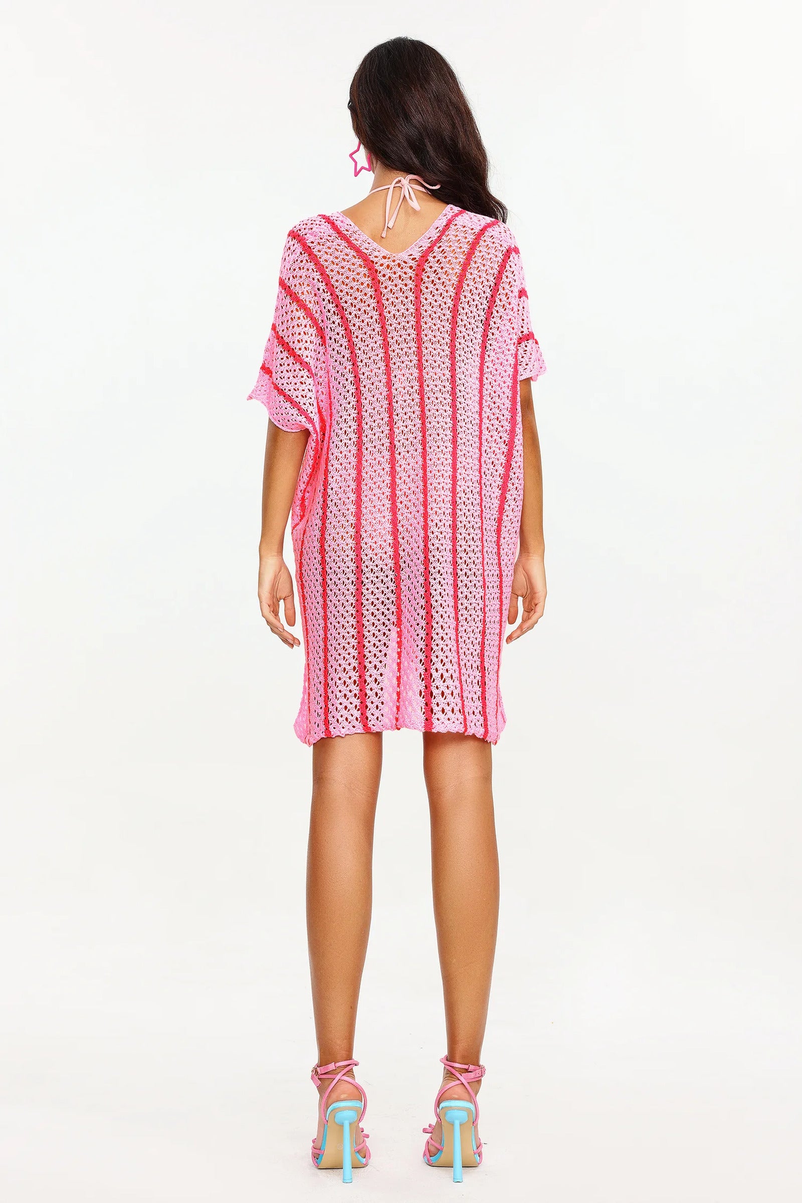 Dizzt Knitted Striped Beach Cover (1)