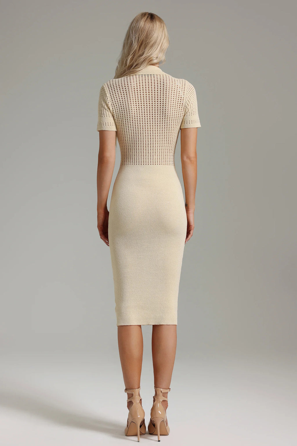 Vikare V-Neck Hollow Knitted Dress-3