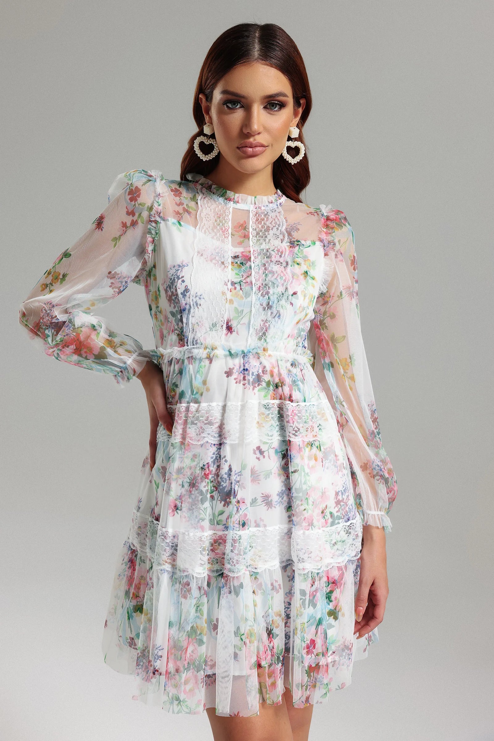 Venia Printed Tulle Mini Dress (3)