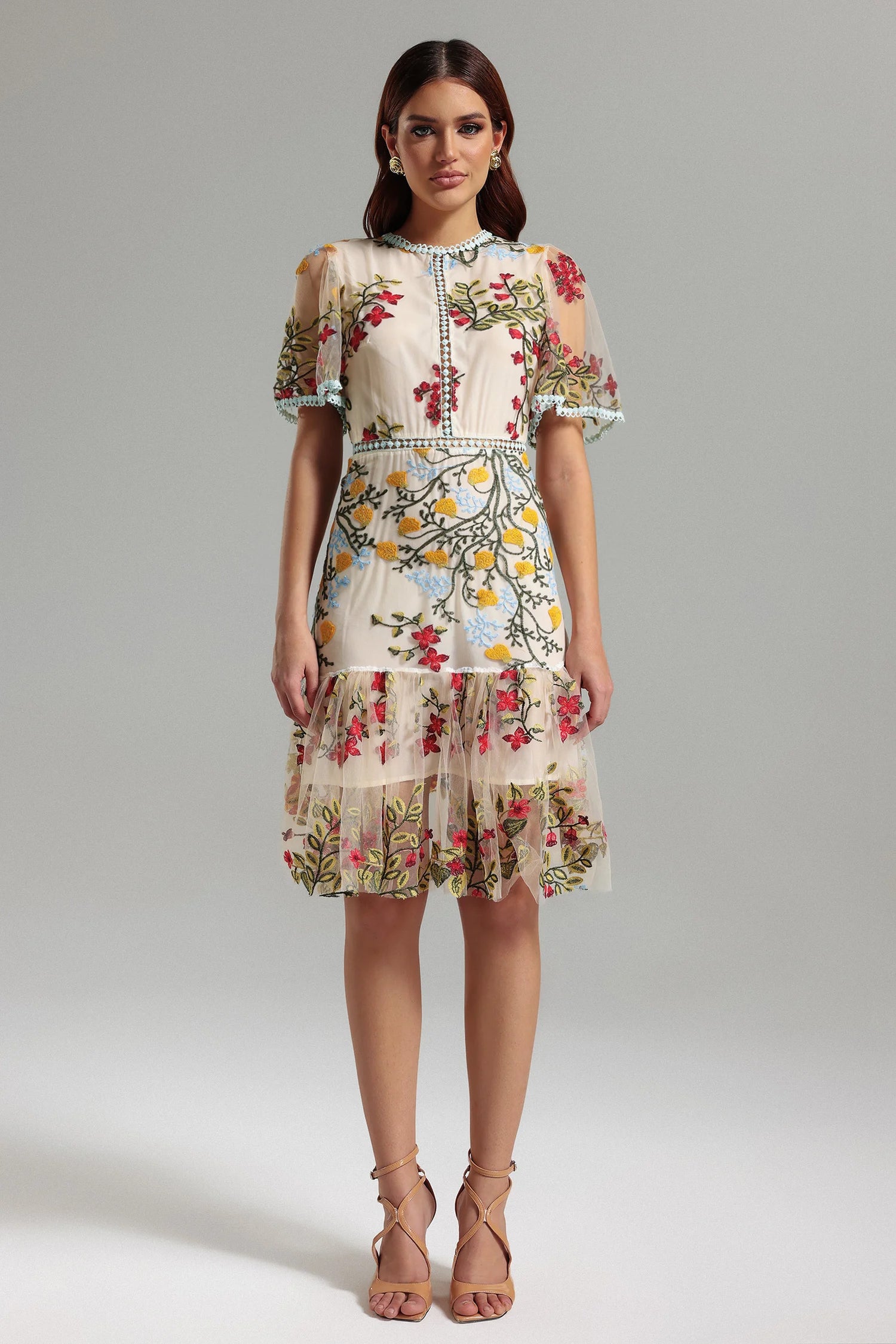 Julieta Floral Embroidery Midi Dress (2)