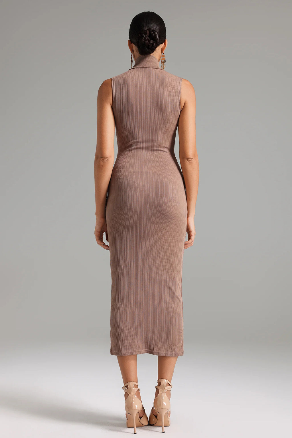 Dora Mock Neck Sleeveless Knitted Dress-3