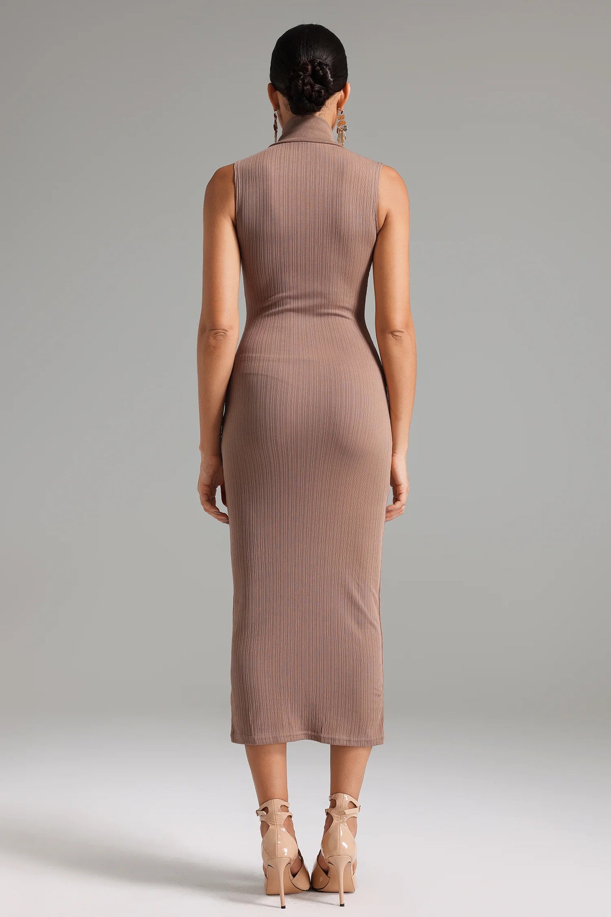Dora Mock Neck Sleeveless Knitted Dress-3