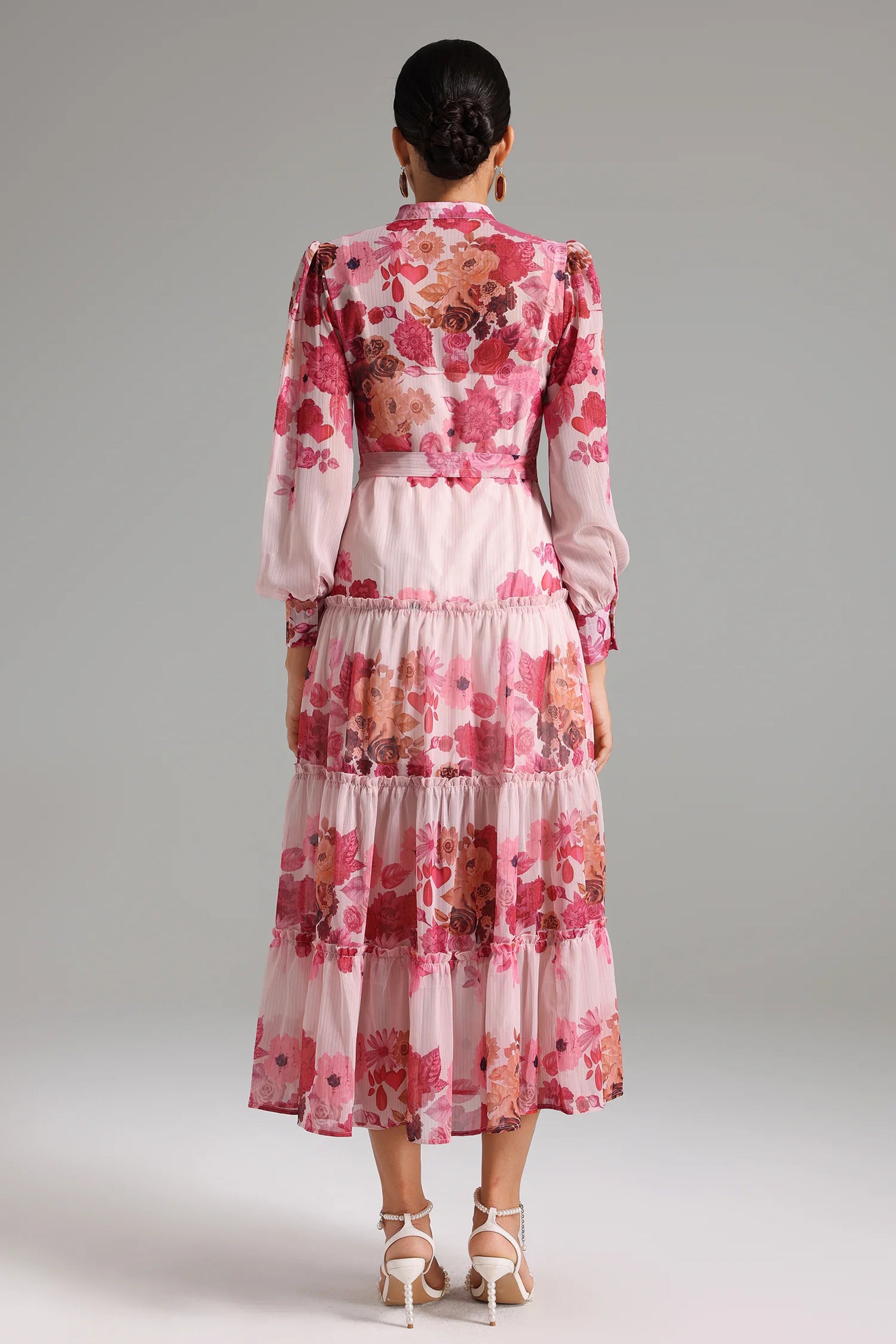 Irosa Buttons Layered Chiffon Dress-3