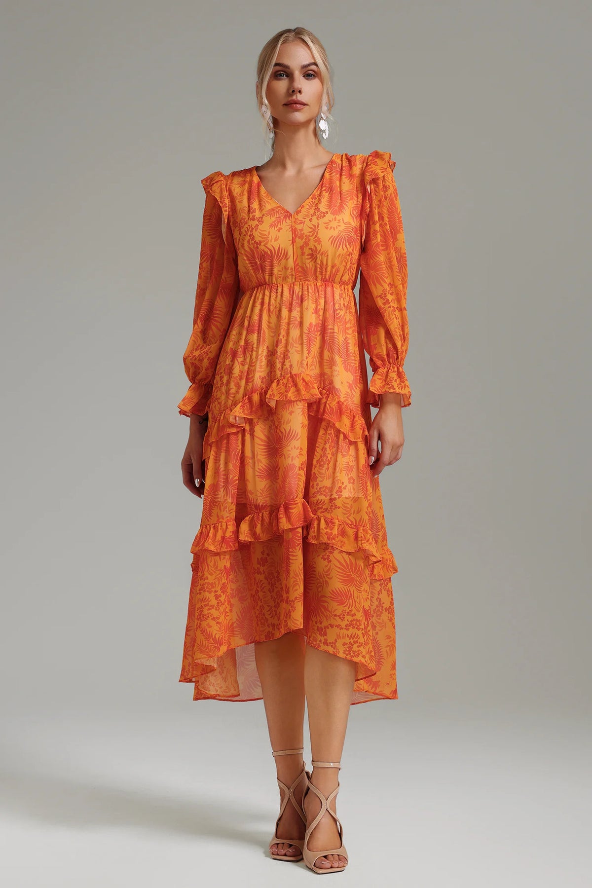 Yako Ruffled Chiffon Dress-1