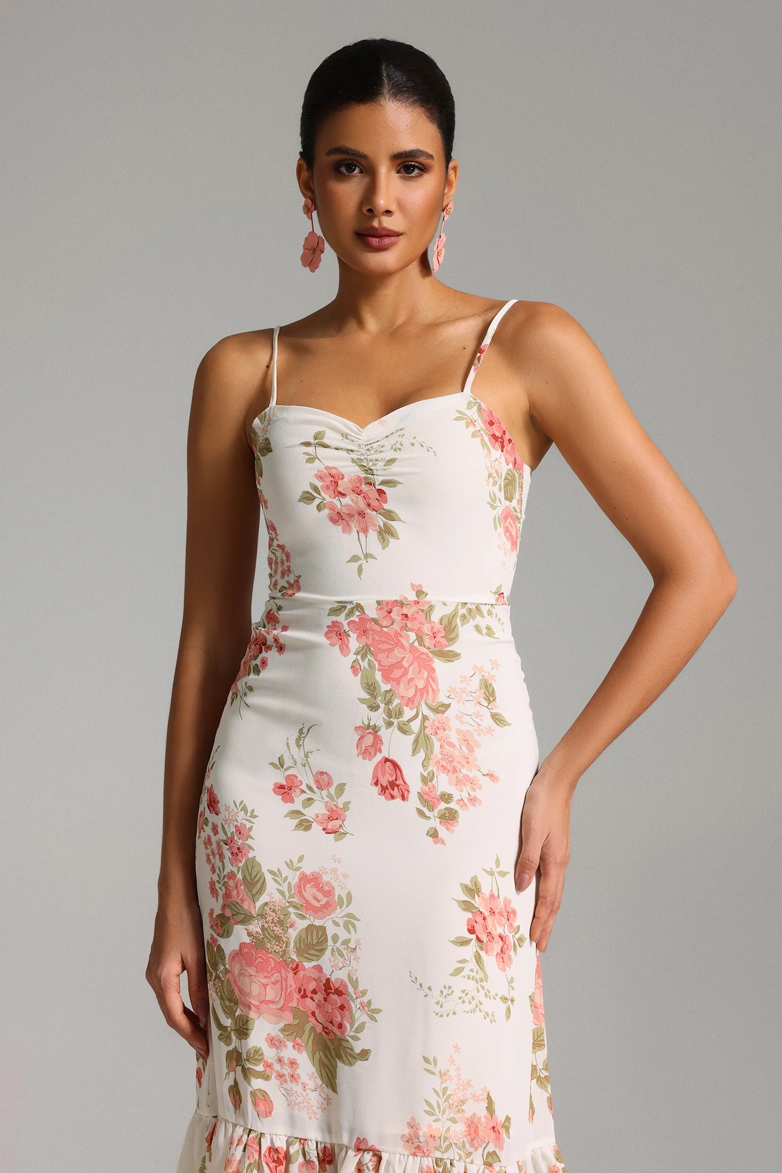 Nanci Ruffled Printed Midi Dress-2