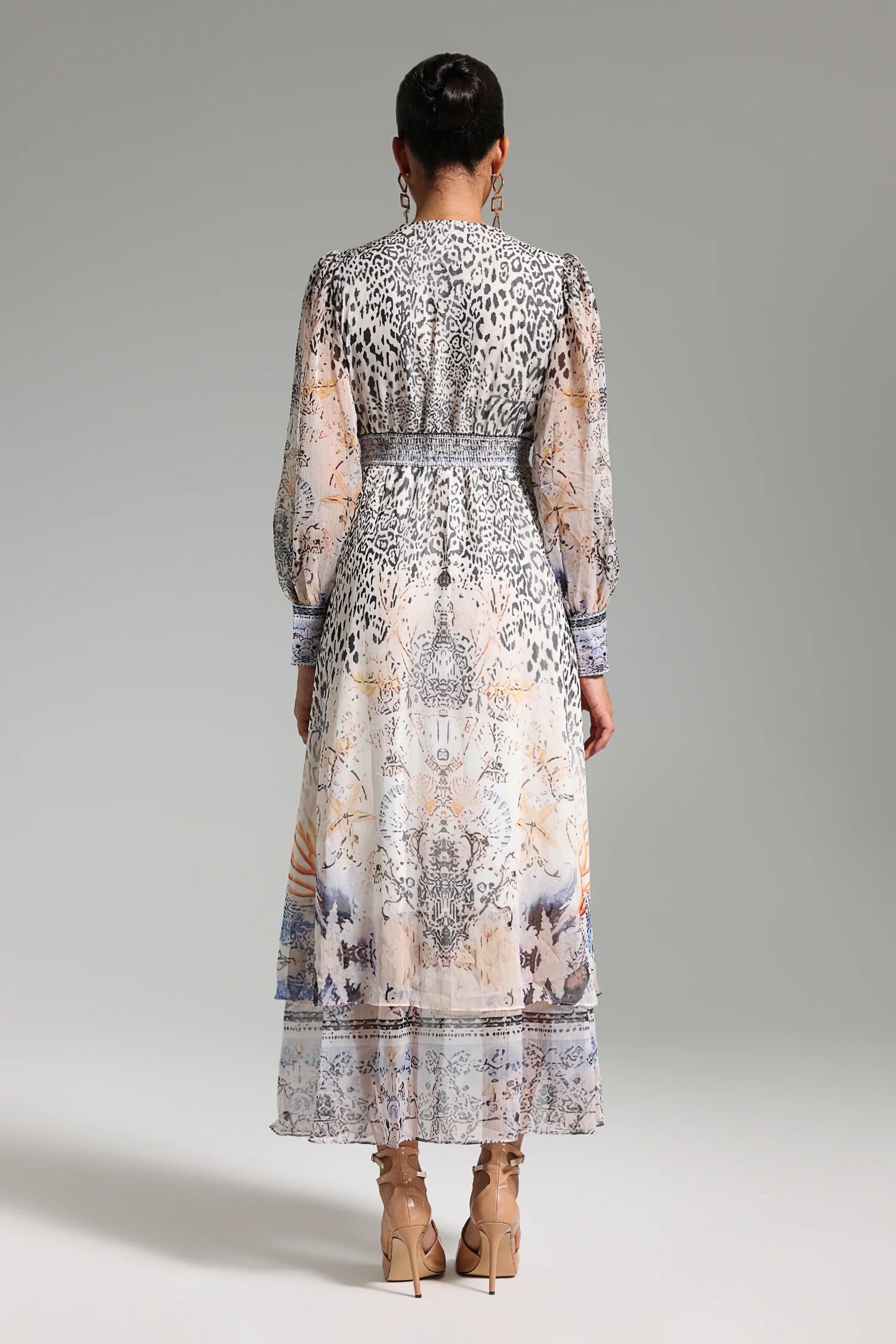 Larry V Neck Printed Maxi Dress-3