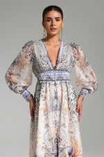 Larry V Neck Printed Maxi Dress-2