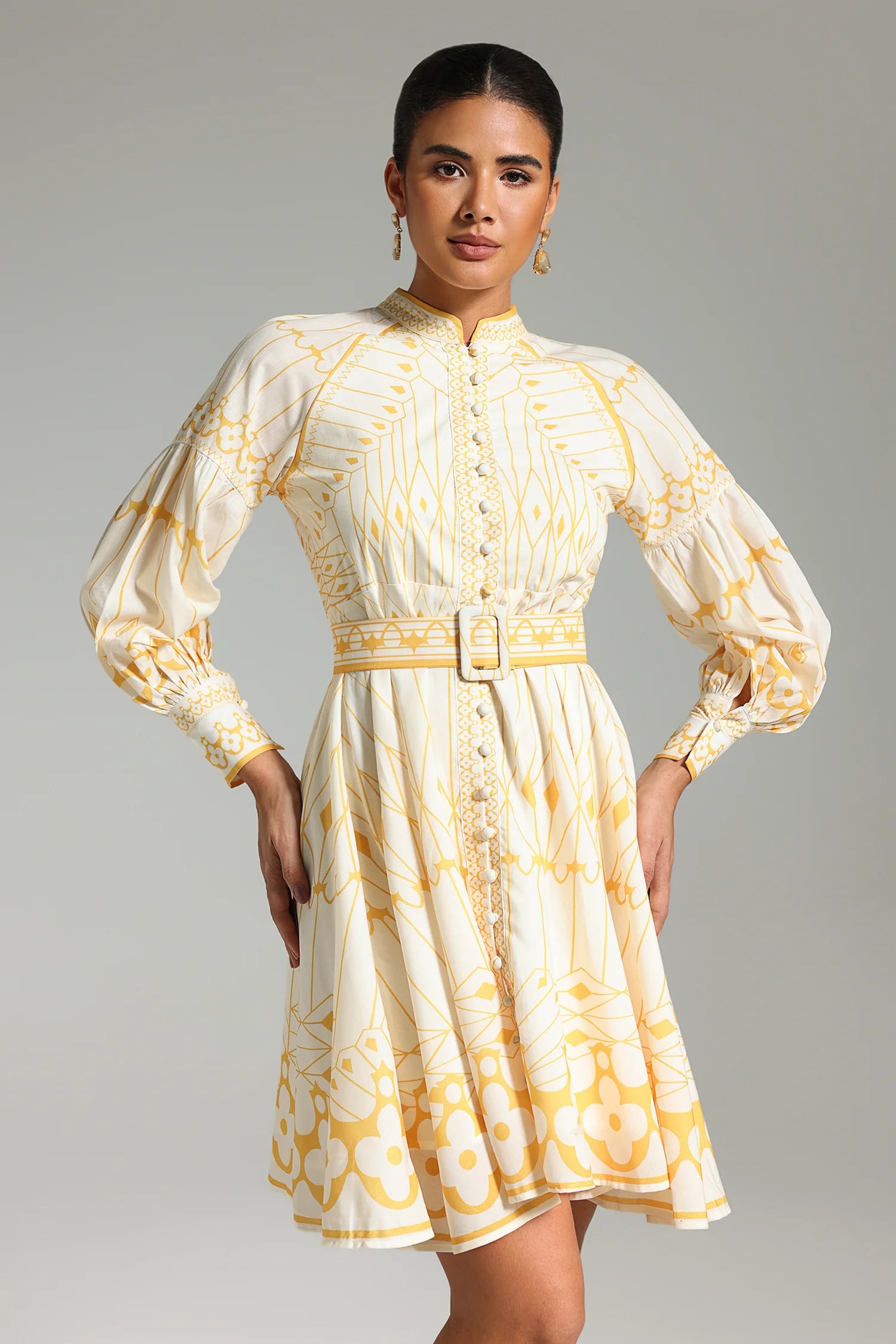 Dinah Mock Neck Printed Mini Dress-2