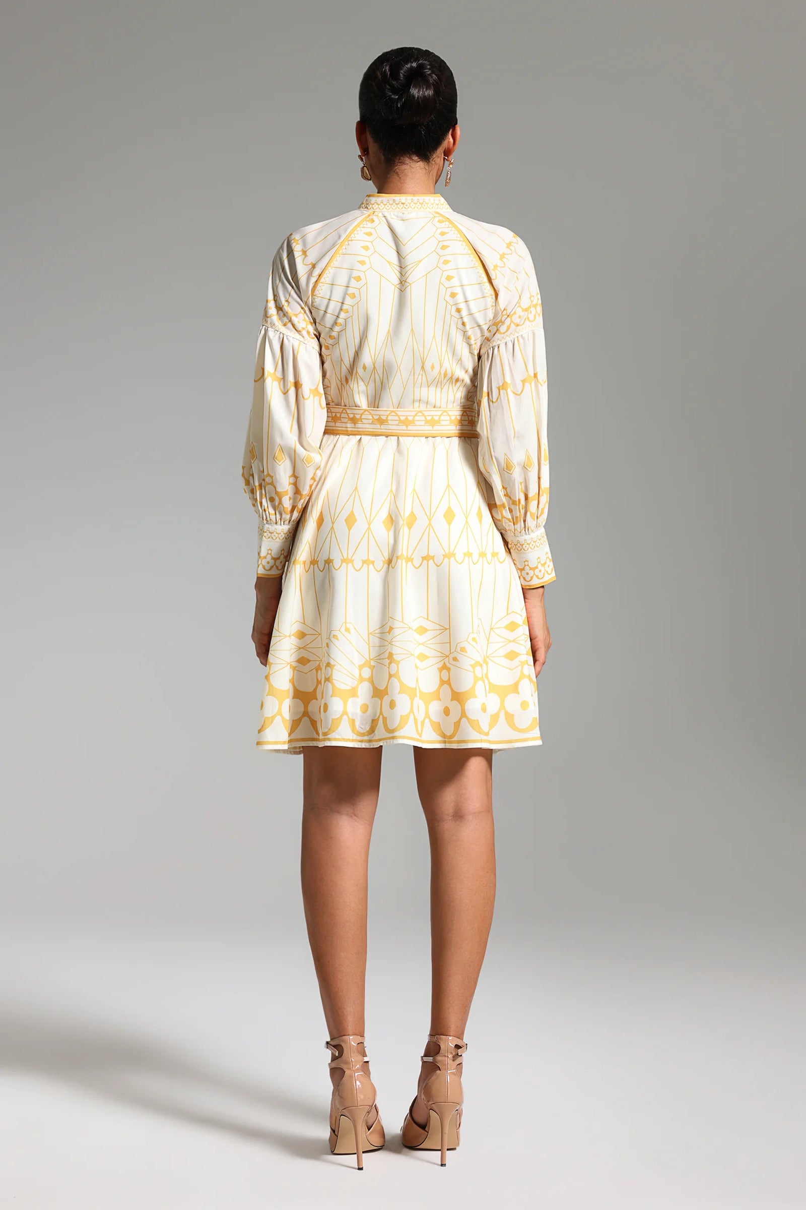 Dinah Mock Neck Printed Mini Dress-3