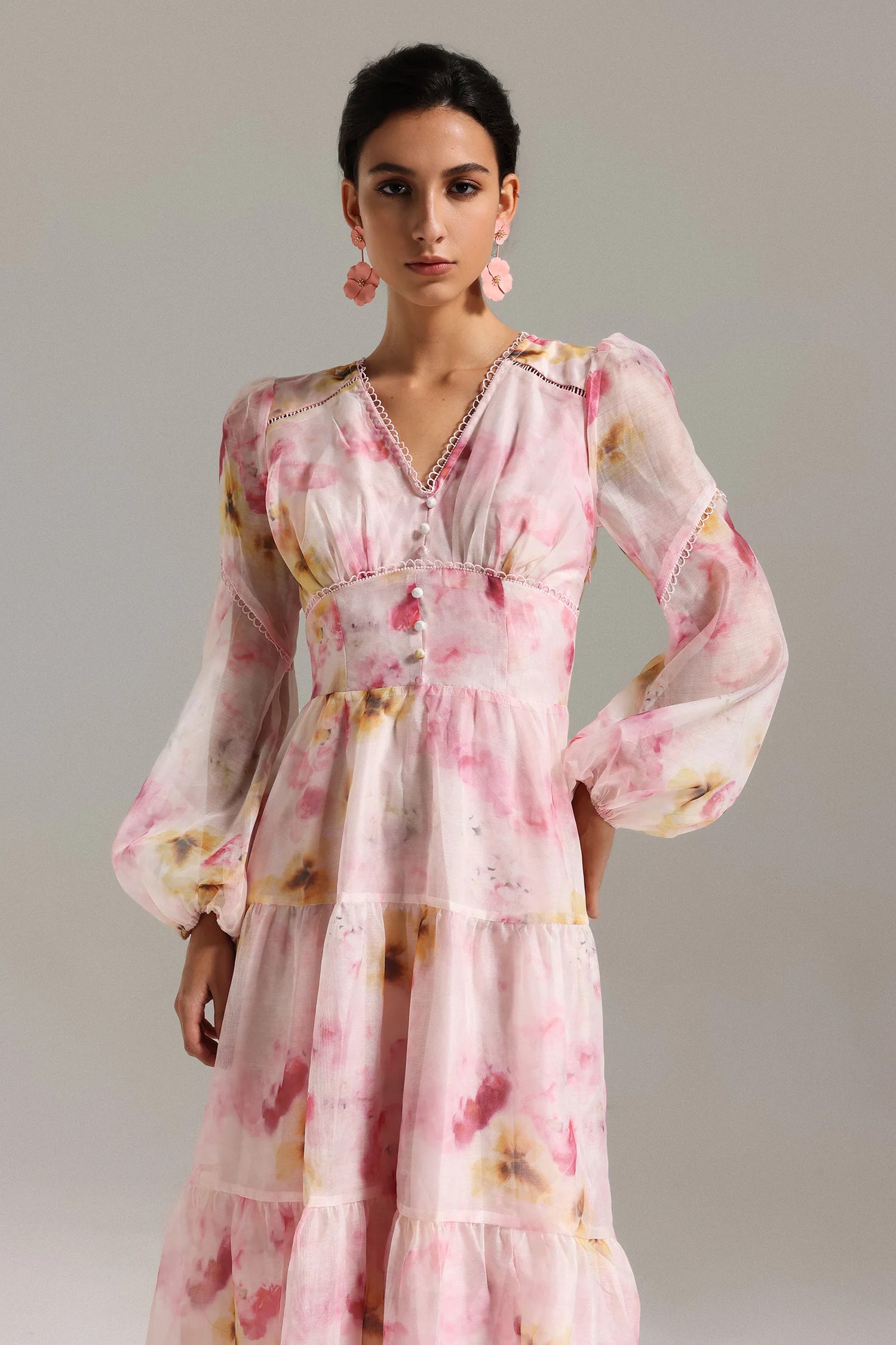 Matne V Neck Floral Midi Dress-2