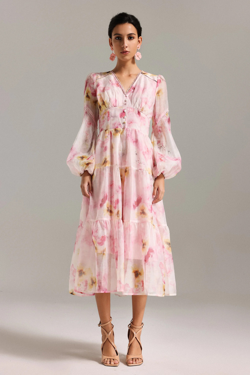 Matne V Neck Floral Midi Dress-1