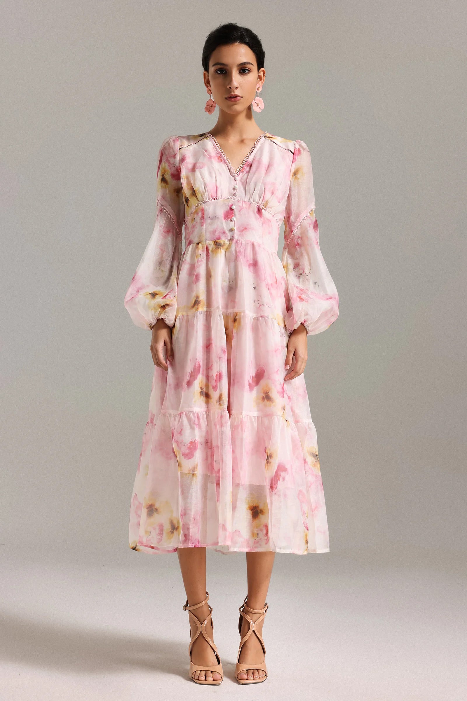 Matne V Neck Floral Midi Dress-1