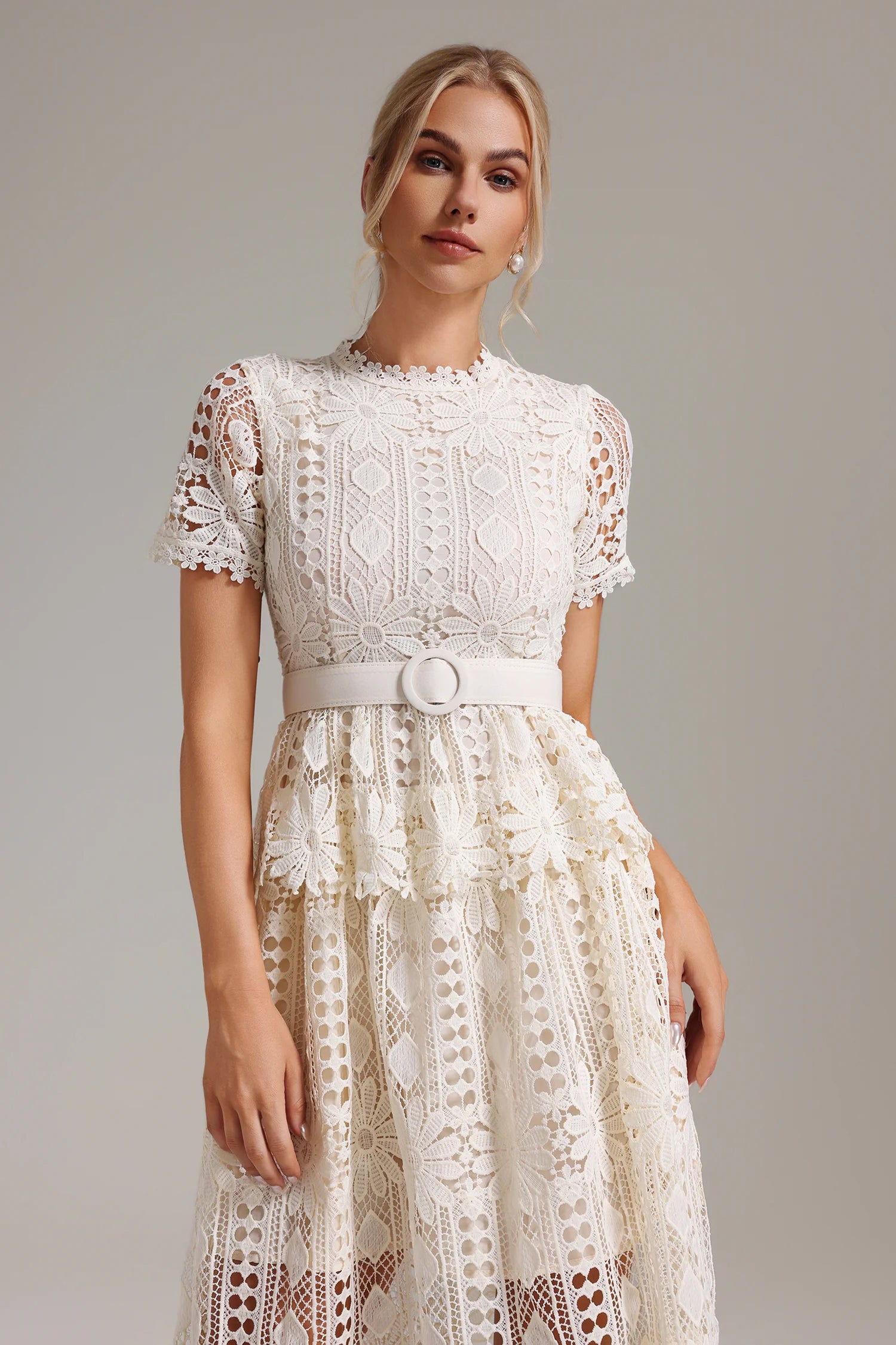 Jaza Crochet Embroidery Dress-2