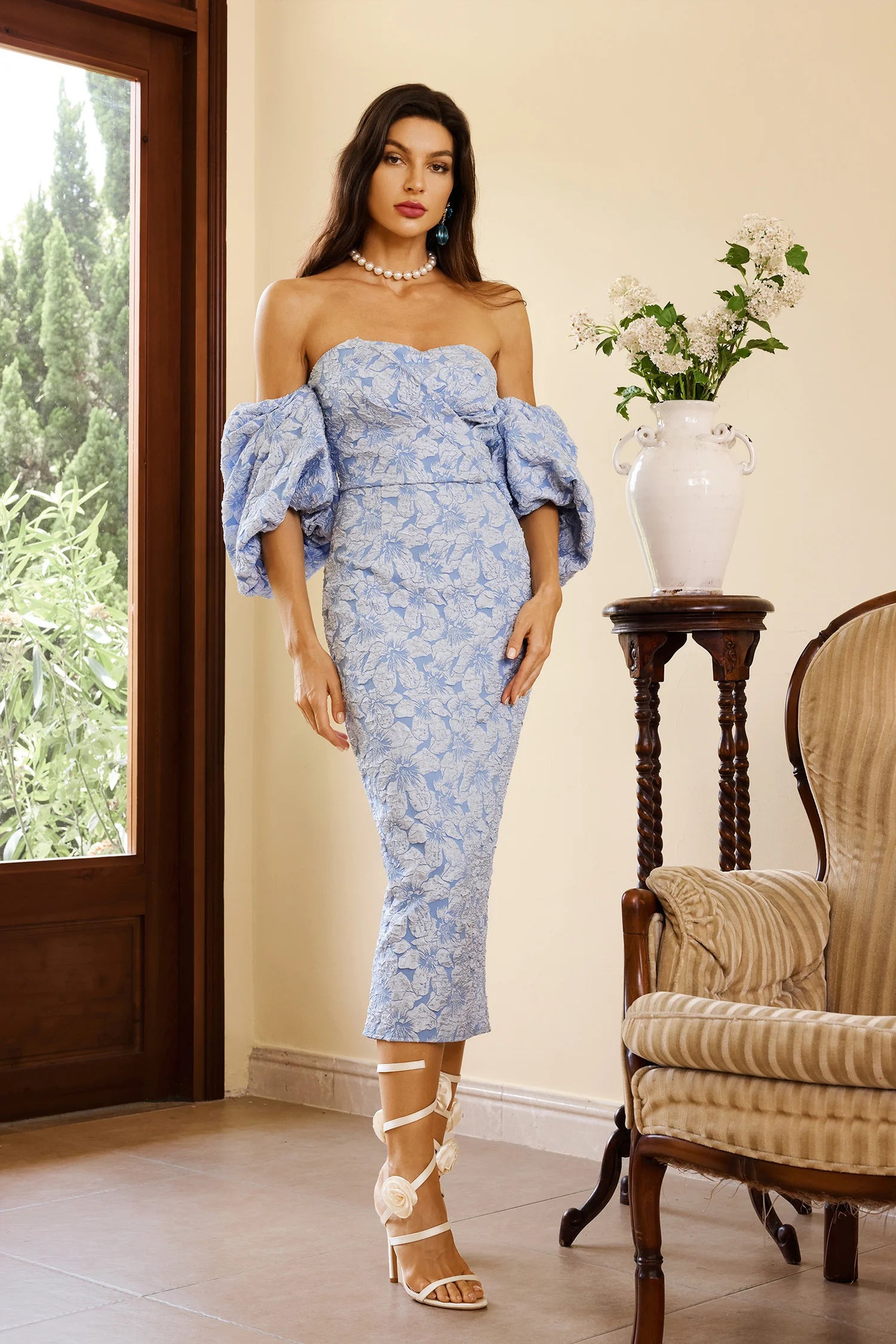 Flor Printed Off- Shoulder Dress (2)