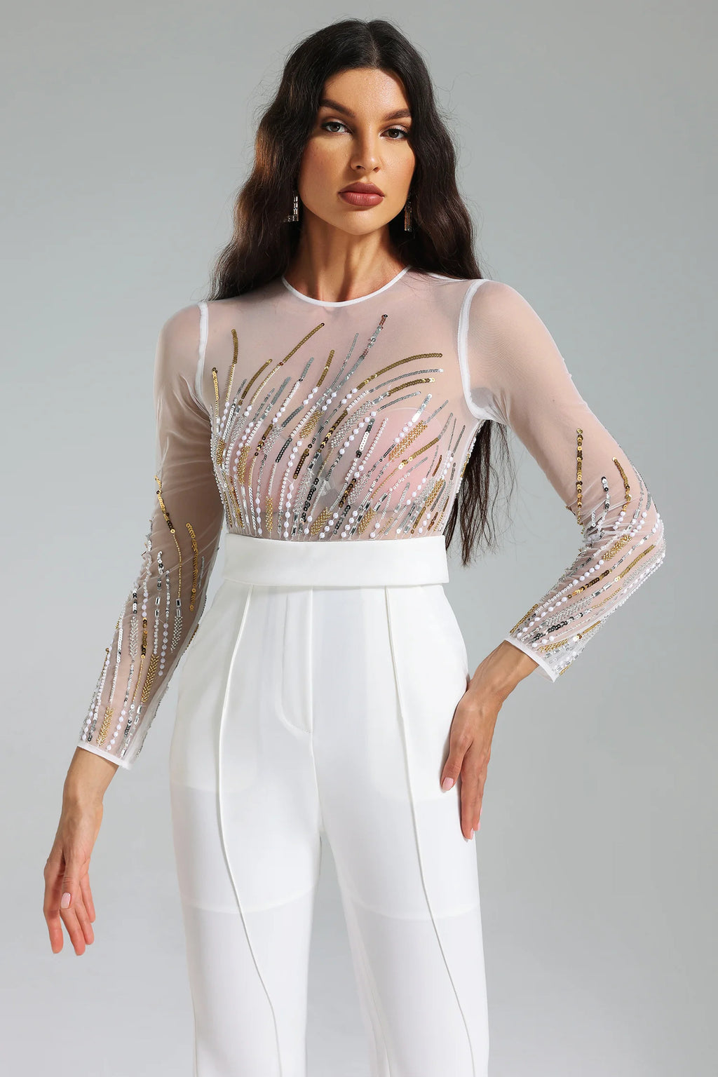 Hacaki Sequins Mesh Jumpsuit (3)
