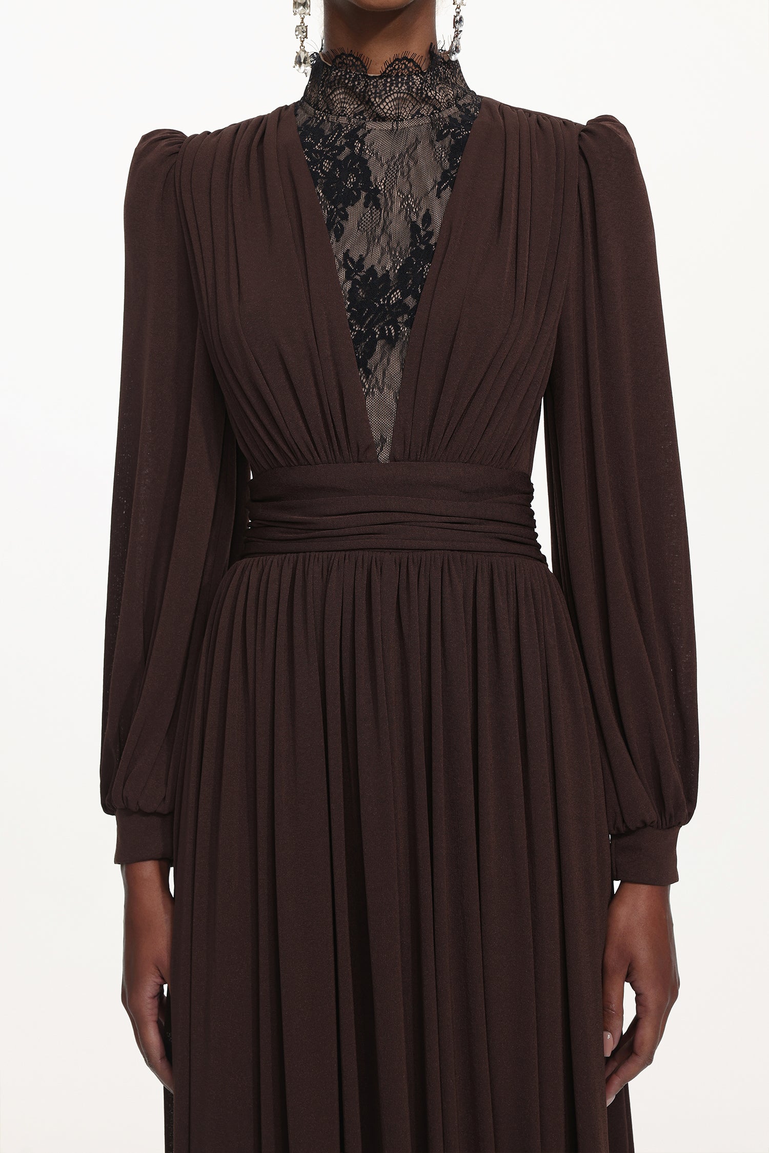 Rochie lungă Truffle Muse cu mâneci lungi