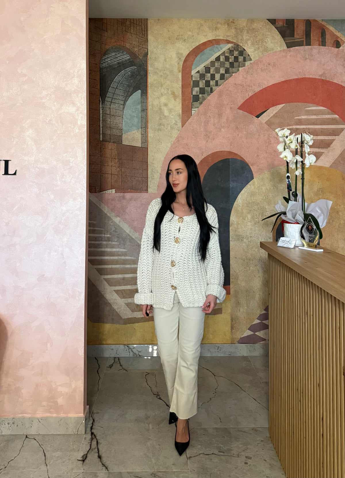 Cardigan Margot din tricot cu nasturi aurii