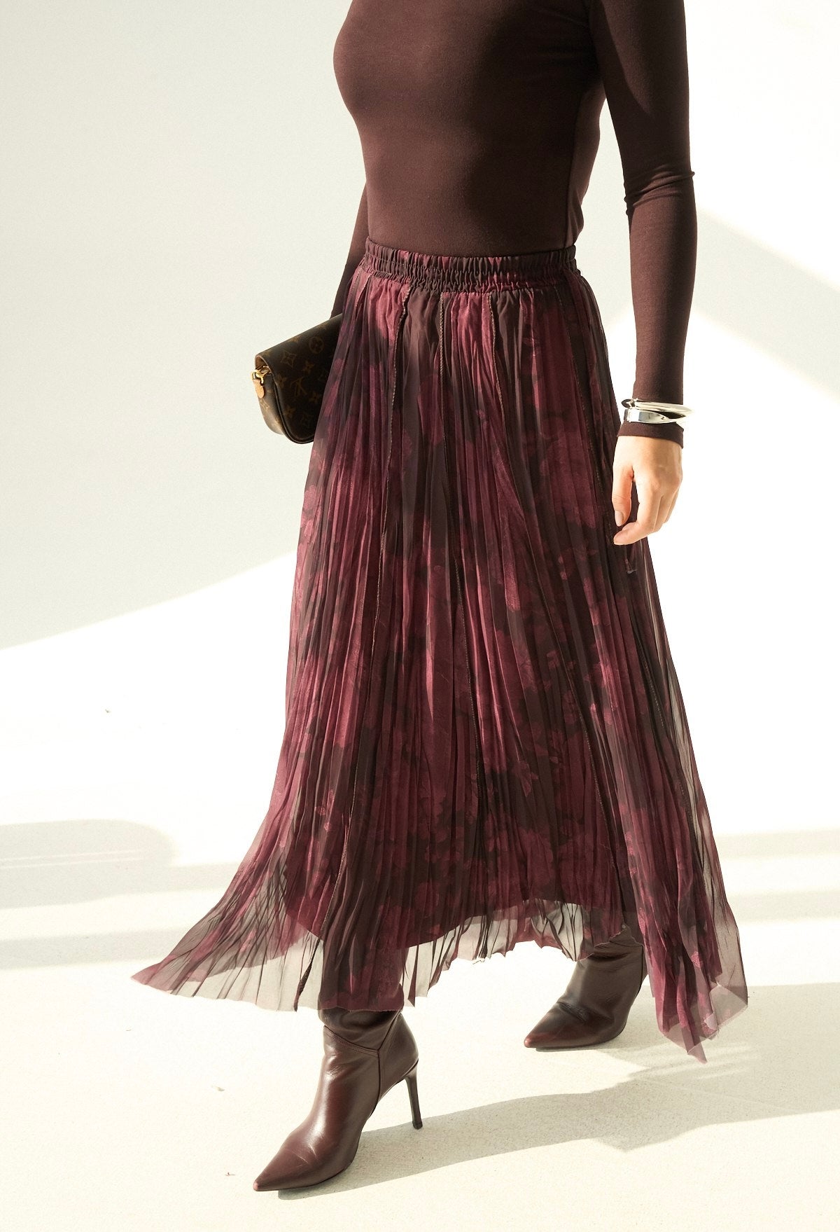 Fustă plisată Burgundy Muse