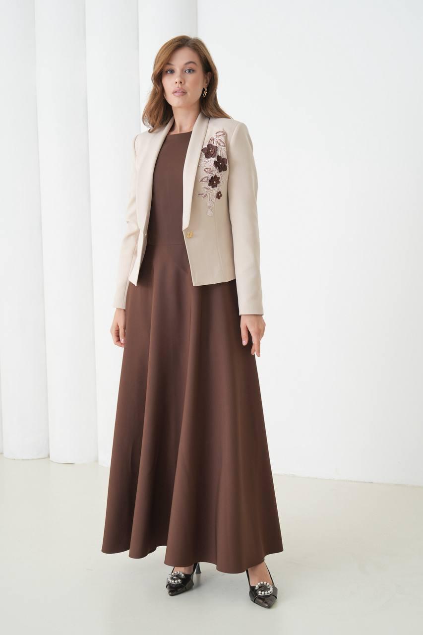 Costum Rochie si Sacou Velvet Mocha