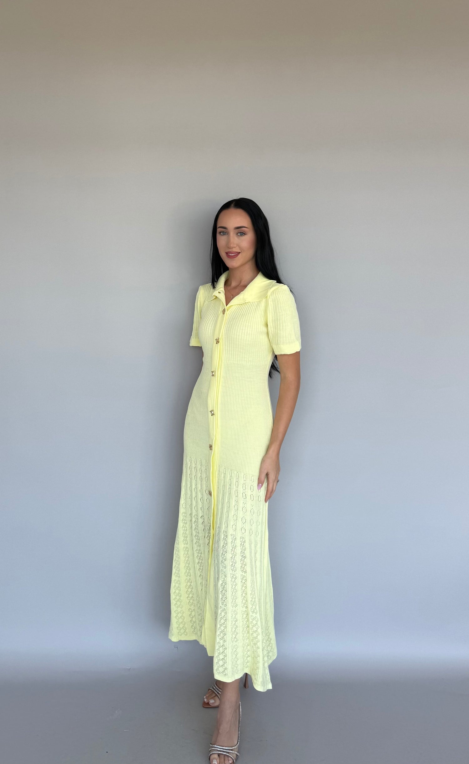 Rochie midi galbenă din tricot
