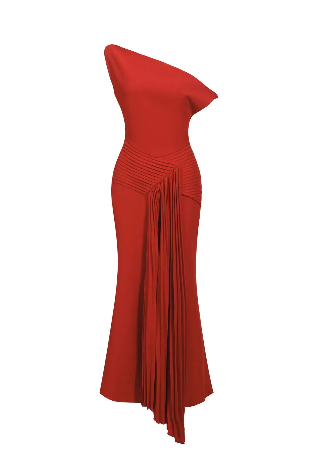 Rochie midi roșie cu umăr gol și drapaj Athea