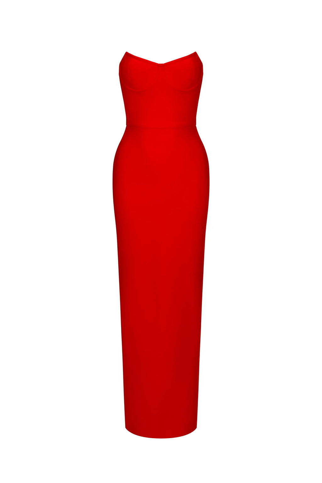 Rochie lungă roșie fără bretele Veloria