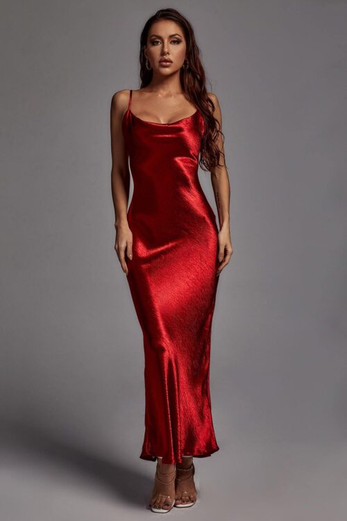 Rochie Emily Metallic Wine - Rosu