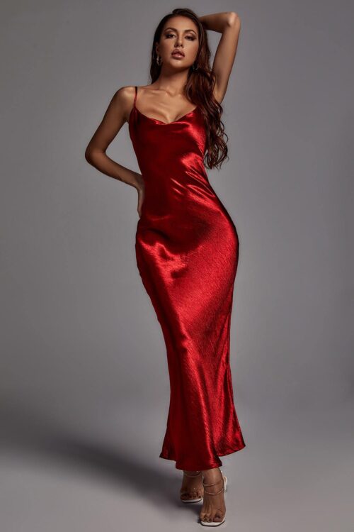 Rochie Emily Metallic Wine - Rosu - imagine 3