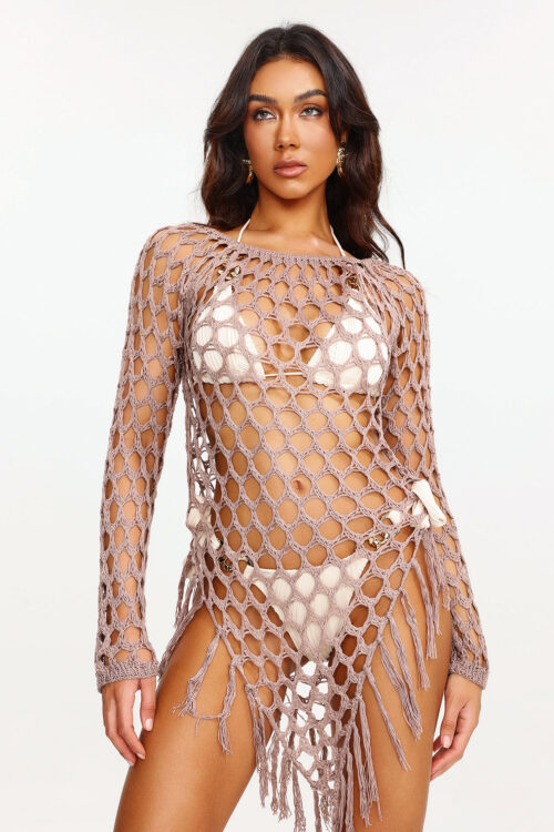 Jensen Knitted Fringe Beach Cover - imagine 2